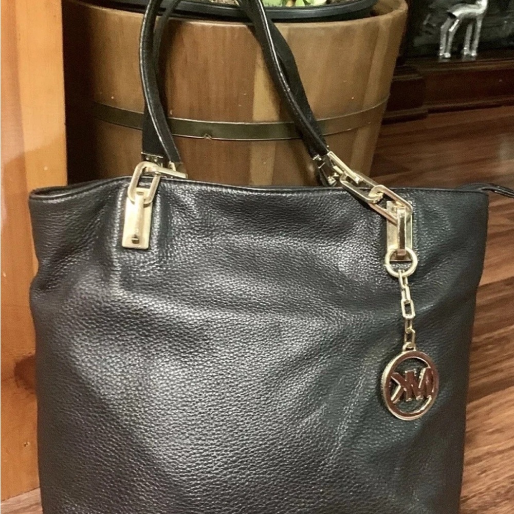 Michael Kors Black Tote with Gold Accents
